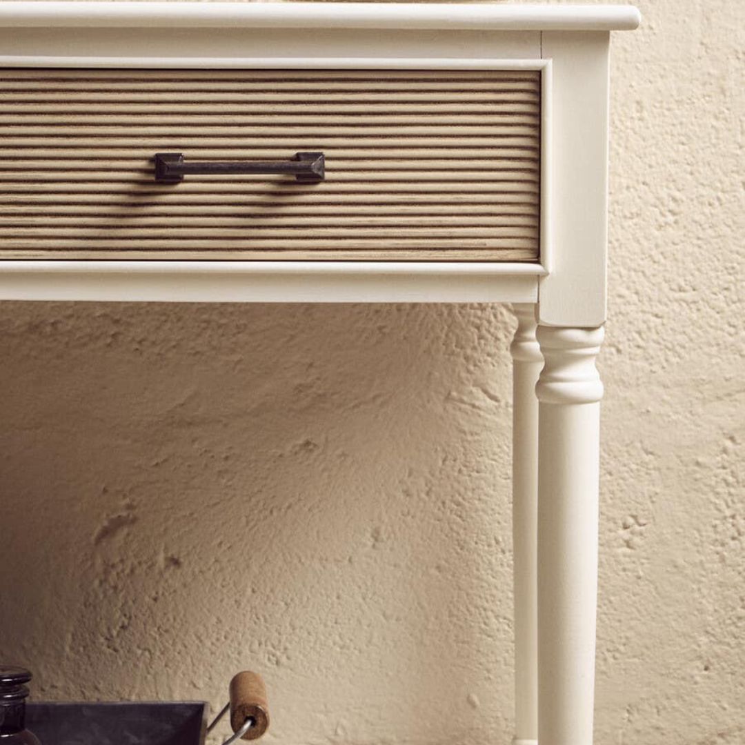 Loxley White 2 Drawers Console Table with Textured Fronts