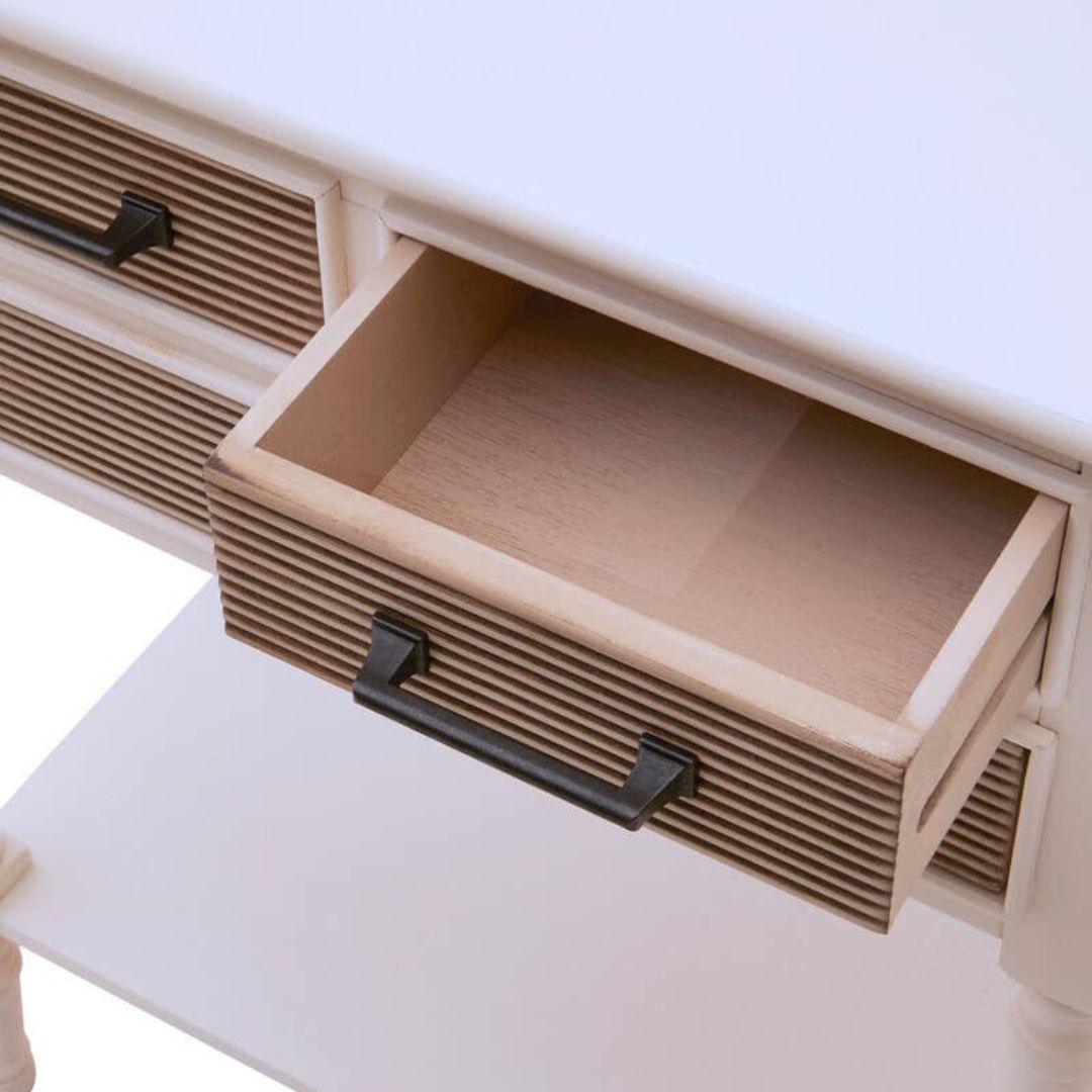 Loxley White 3 Drawers Console Table with Textured Fronts