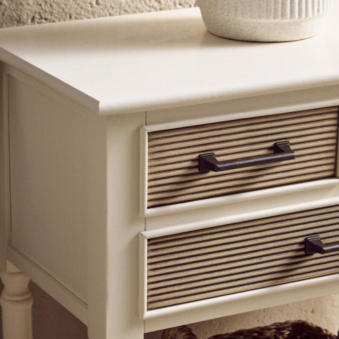 Loxley White 3 Drawers Console Table with Textured Fronts