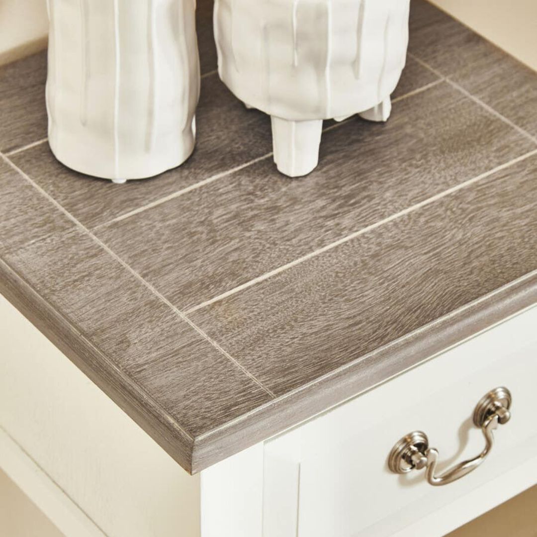 Loxley White Drawer Side Table with Natural Top
