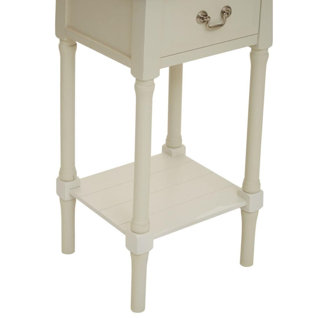 Loxley White Drawer Side Table with Natural Top