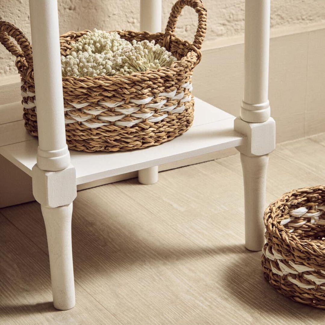 Loxley White Drawer Side Table with Natural Top