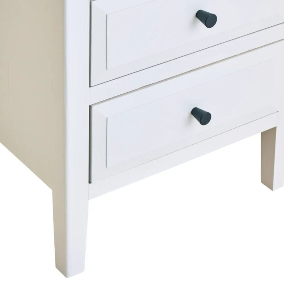 Loxley White Bedside Table with 2 Drawers &amp; Shelf
