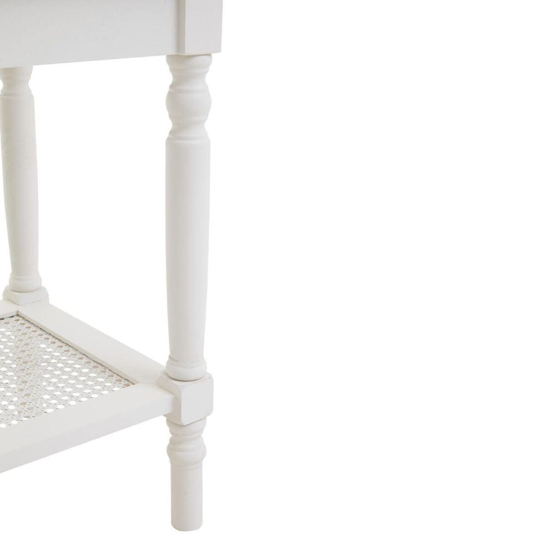 Loxley White Side Table with Cane Shelf