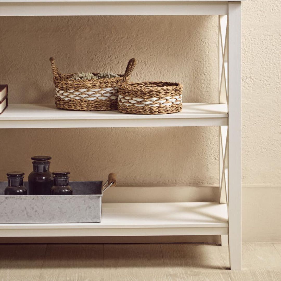 Loxley White Wide 2 Tier Bookcase with Cross Frame Detail
