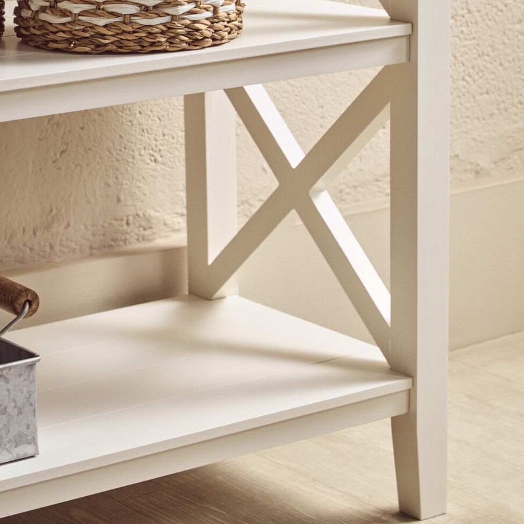 Loxley White Wide 2 Tier Bookcase with Cross Frame Detail