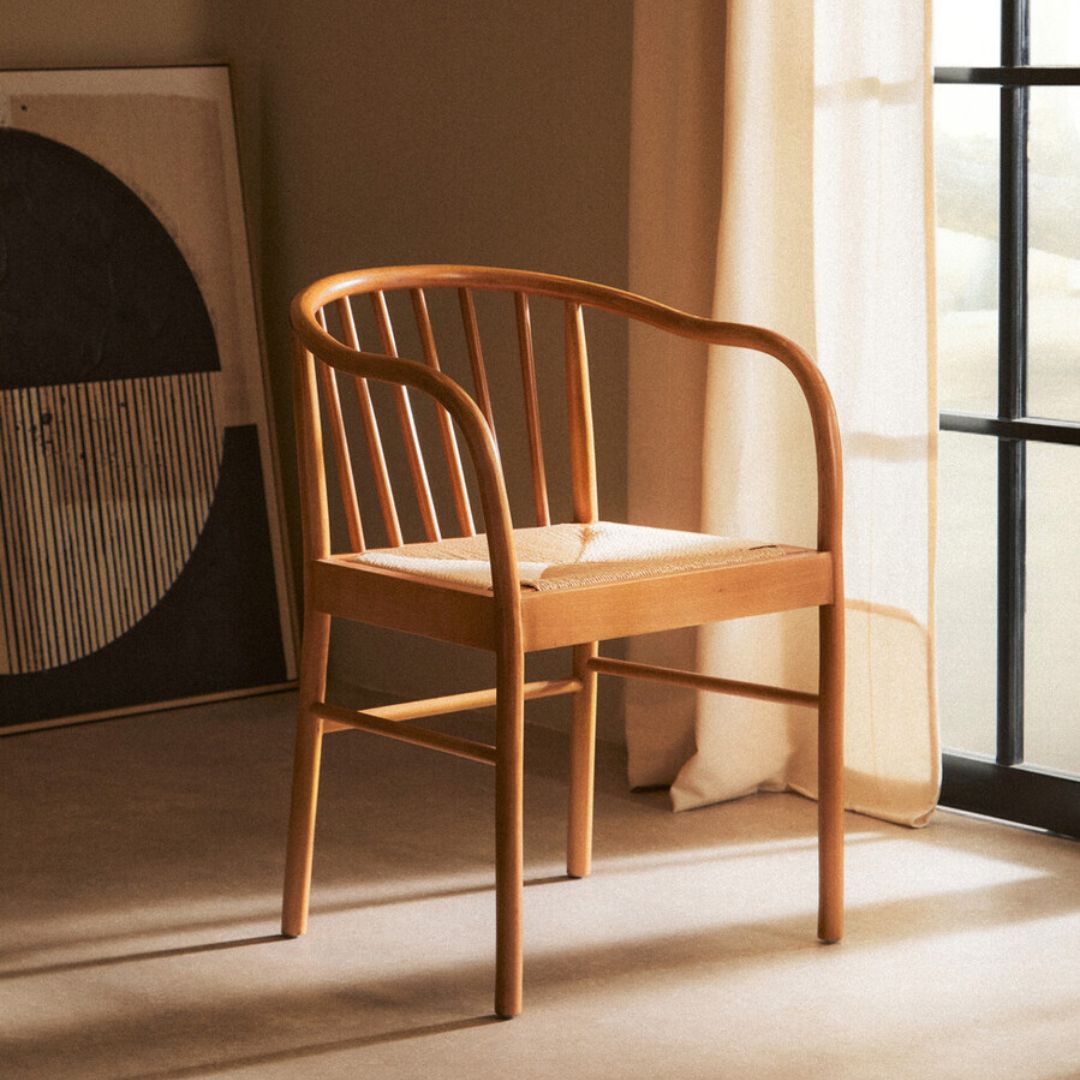 Lumi Natural Rope Seat Dining Chair – Beech Wood Frame