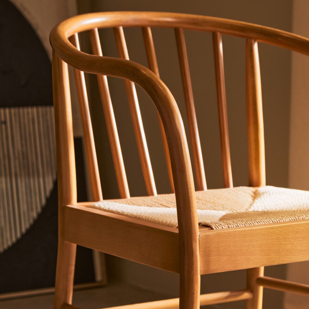 Lumi Natural Rope Seat Dining Chair – Beech Wood Frame