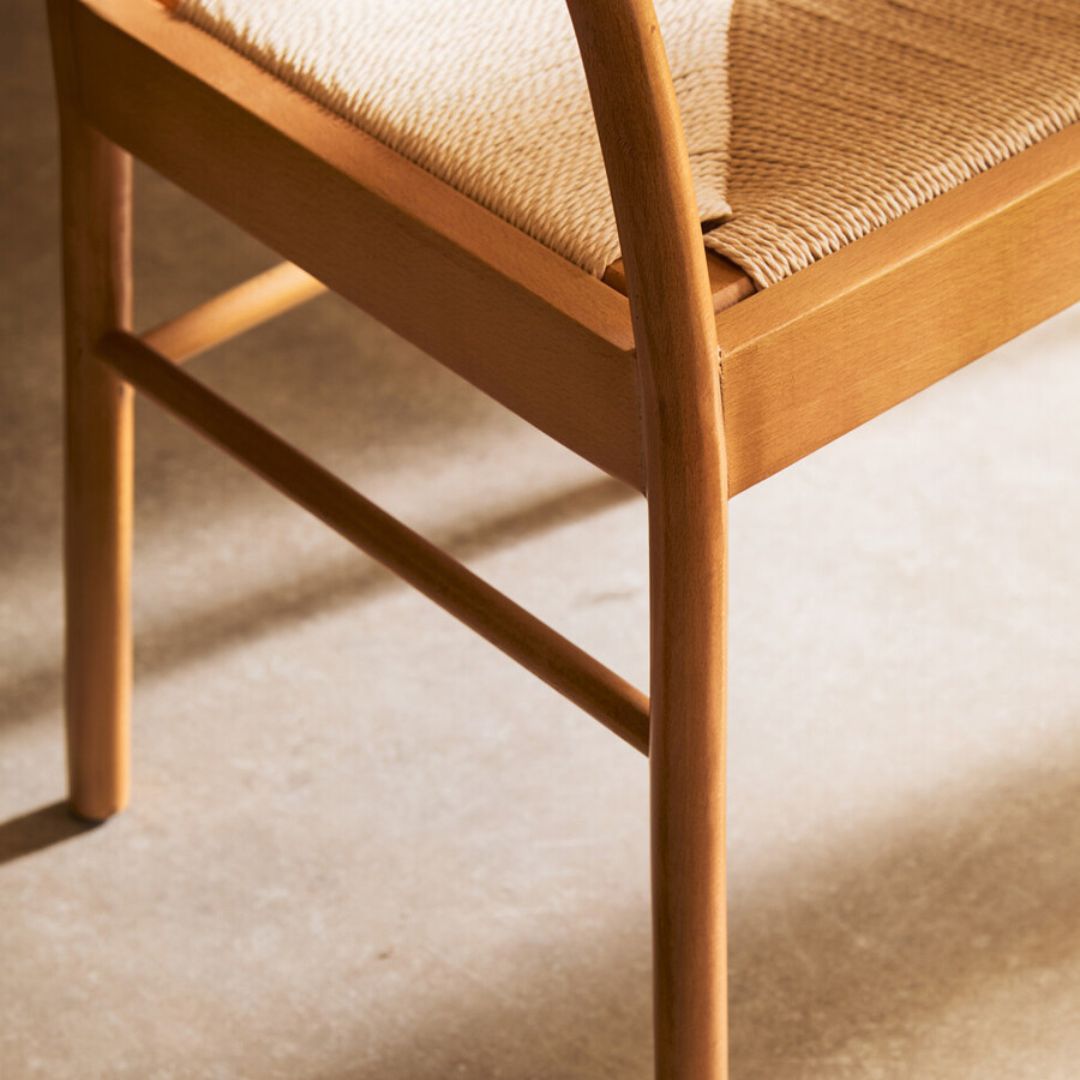 Lumi Natural Rope Seat Dining Chair – Beech Wood Frame