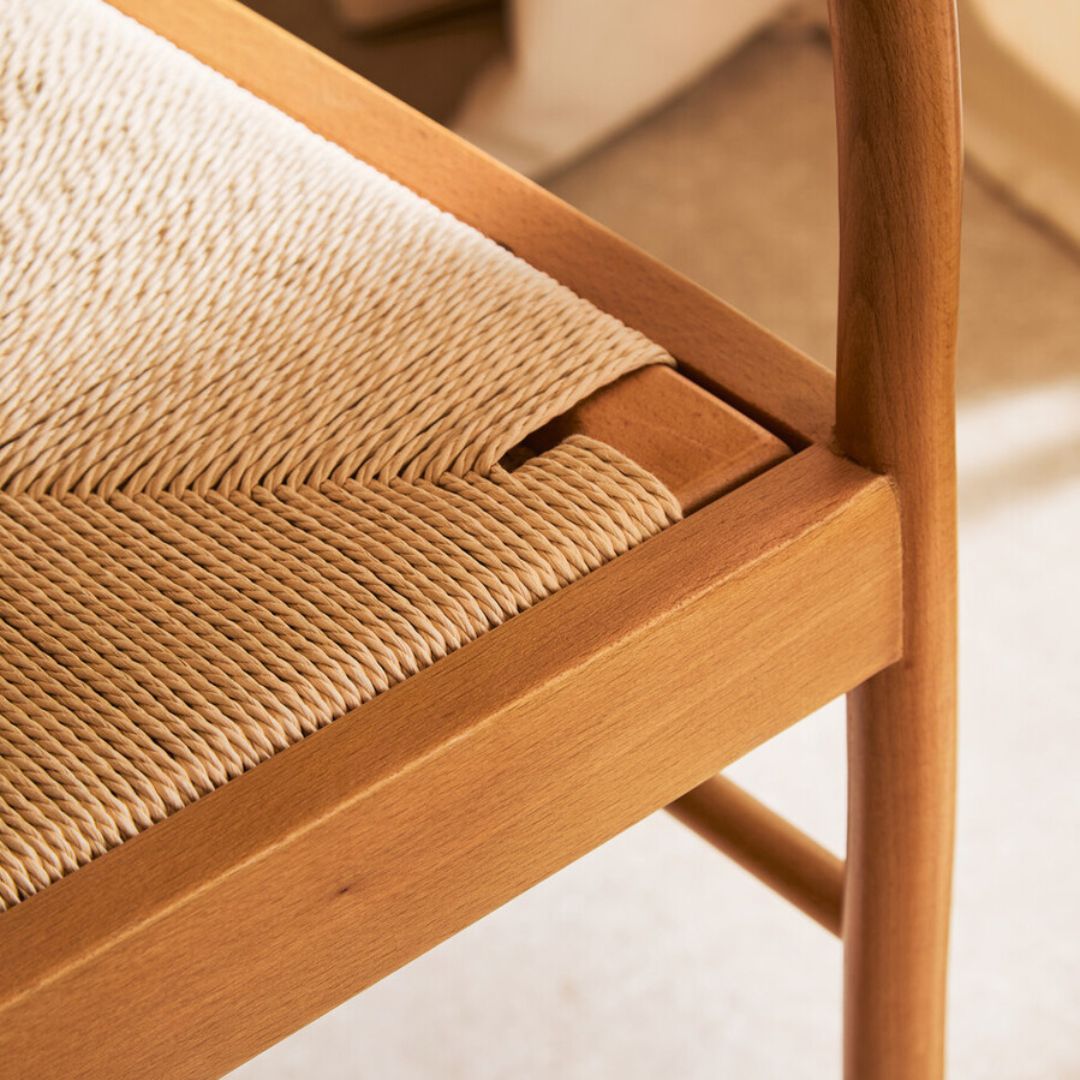 Lumi Natural Rope Seat Dining Chair – Beech Wood Frame