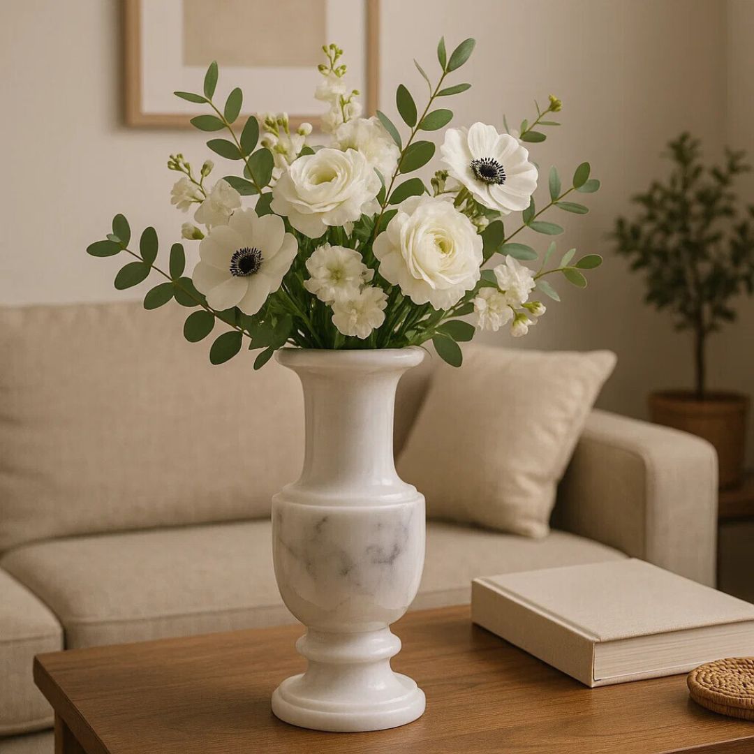 Lunor White Marble Urn Vase