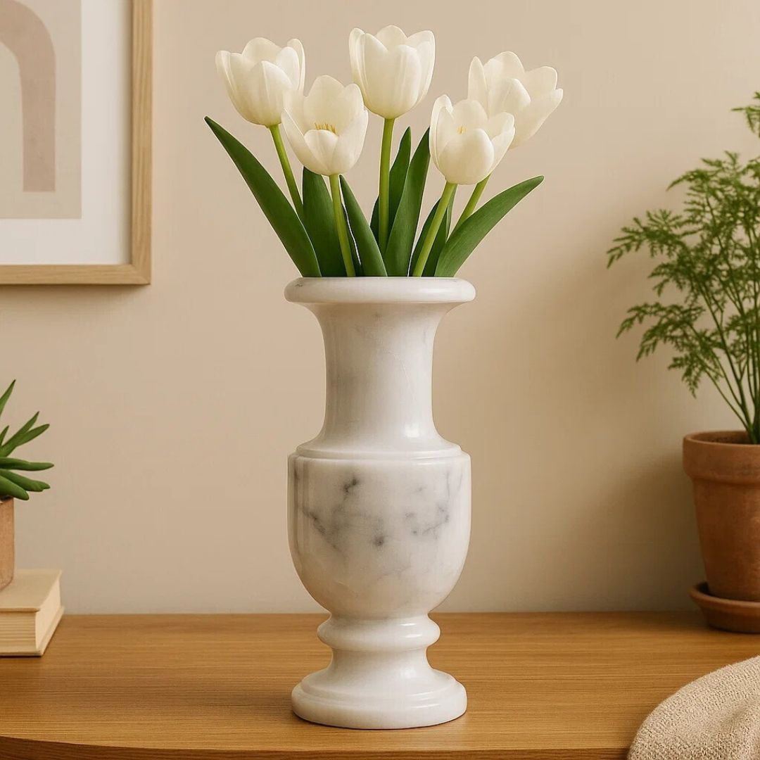 Lunor White Marble Urn Vase
