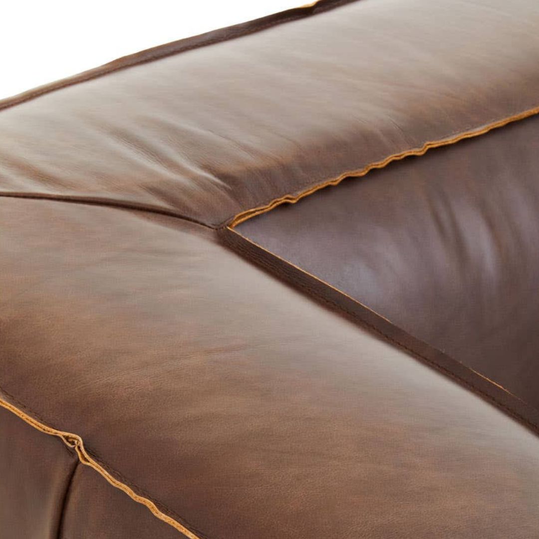 Montclair Antique Brown Genuine Leather 3-Seater Sofa - INSIDE HOUSE