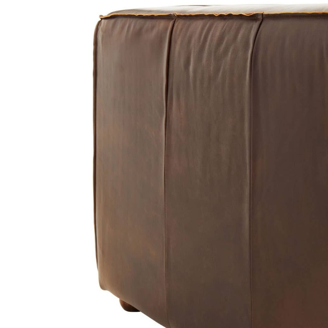 Montclair Antique Brown Genuine Leather 3-Seater Sofa - INSIDE HOUSE