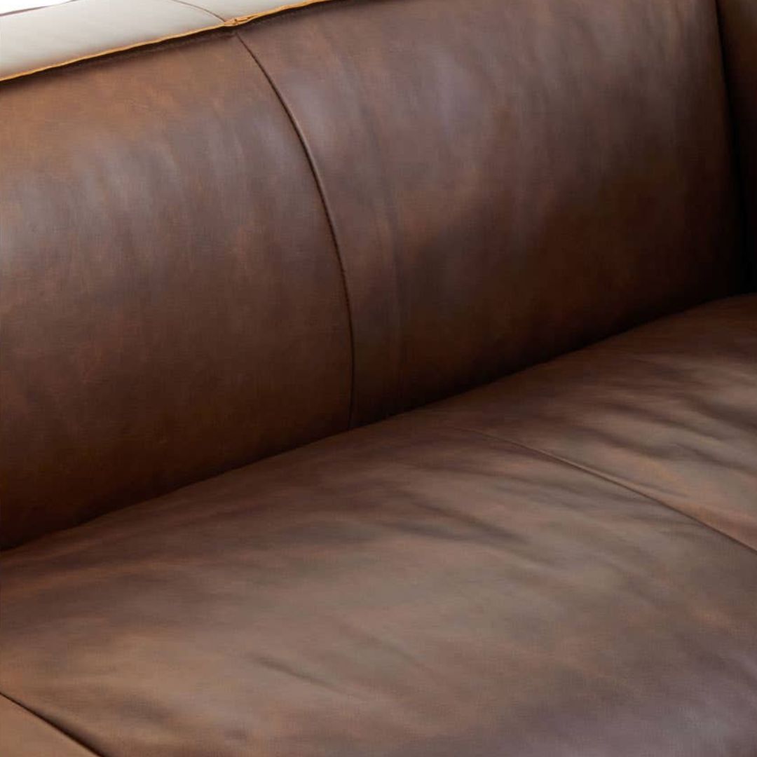 Montclair Antique Brown Genuine Leather 3-Seater Sofa - INSIDE HOUSE