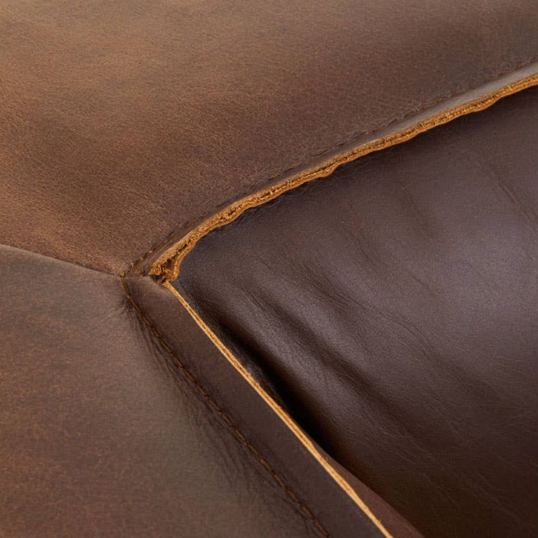 Montclair Antique Brown Genuine Leather 3-Seater Sofa - INSIDE HOUSE