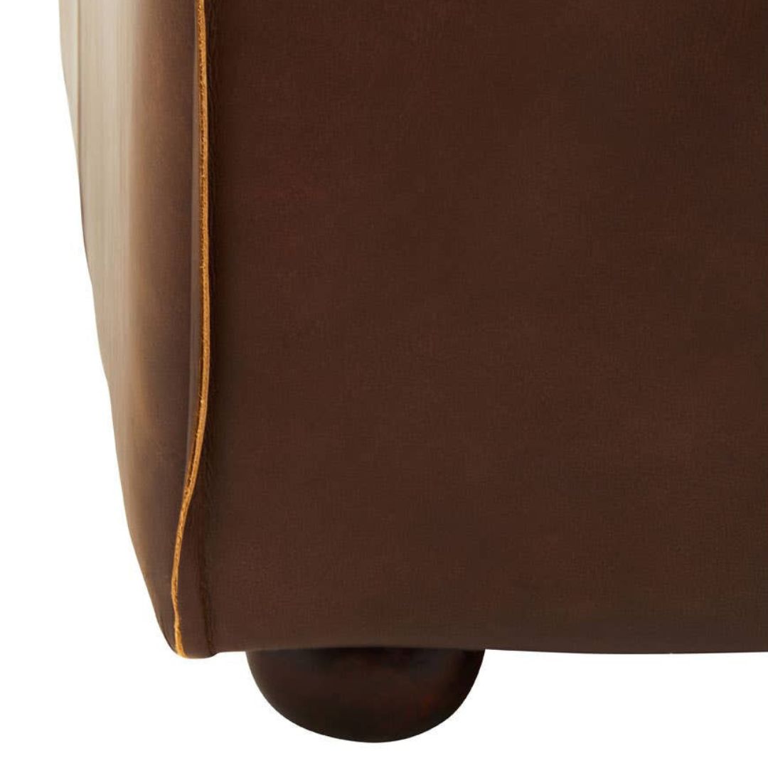 Montclair Antique Brown Genuine Leather 3-Seater Sofa - INSIDE HOUSE