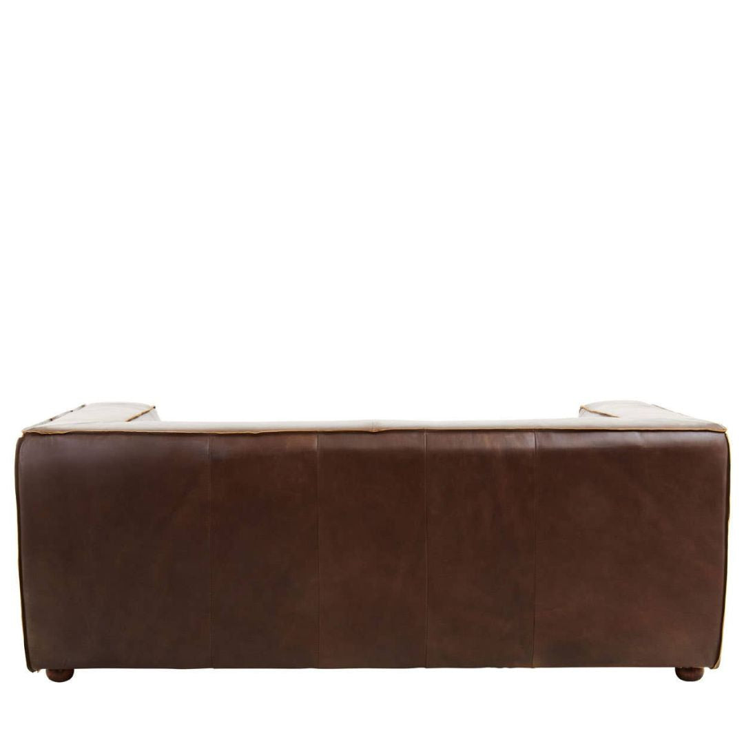 Montclair Antique Brown Genuine Leather 3-Seater Sofa - INSIDE HOUSE