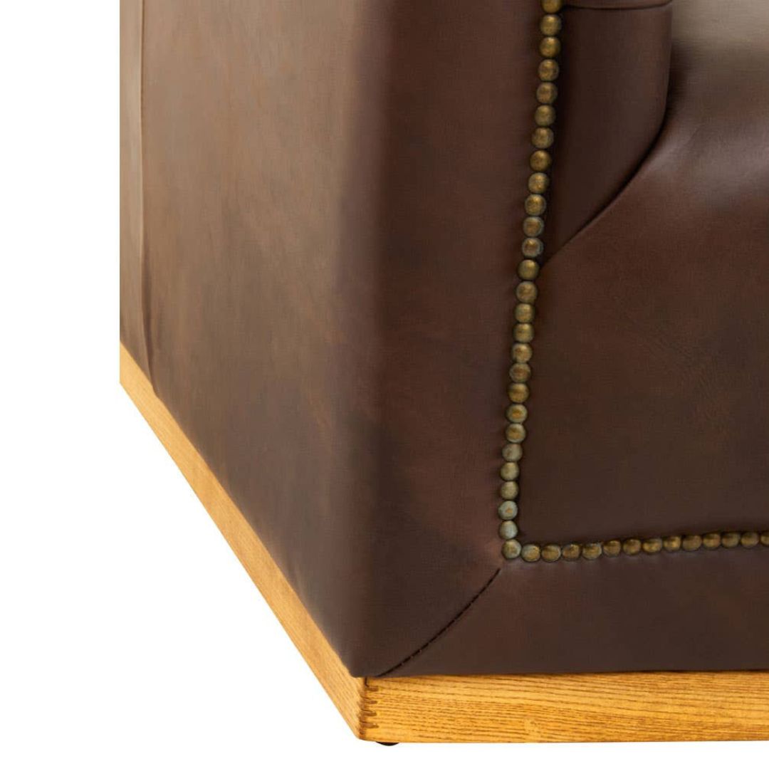 Montclair Dark Brown Genuine Leather Chesterfield 3-Seater Sofa - INSIDE HOUSE