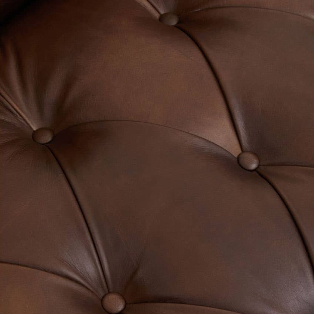 Montclair Dark Brown Genuine Leather Chesterfield 3-Seater Sofa - INSIDE HOUSE