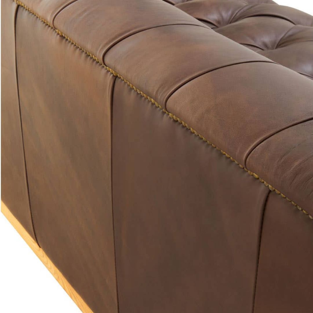 Montclair Dark Brown Genuine Leather Chesterfield 3-Seater Sofa - INSIDE HOUSE