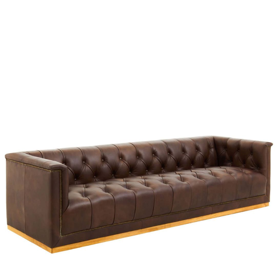 Montclair Dark Brown Genuine Leather Chesterfield 3-Seater Sofa - INSIDE HOUSE