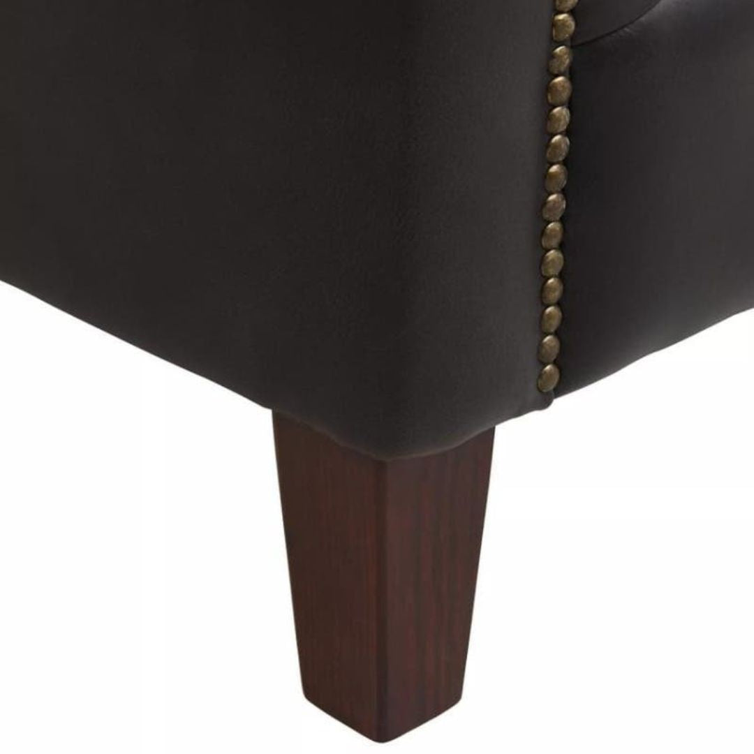 Montclair Mid-Century Black Genuine Leather 3-Seater Sofa - INSIDE HOUSE