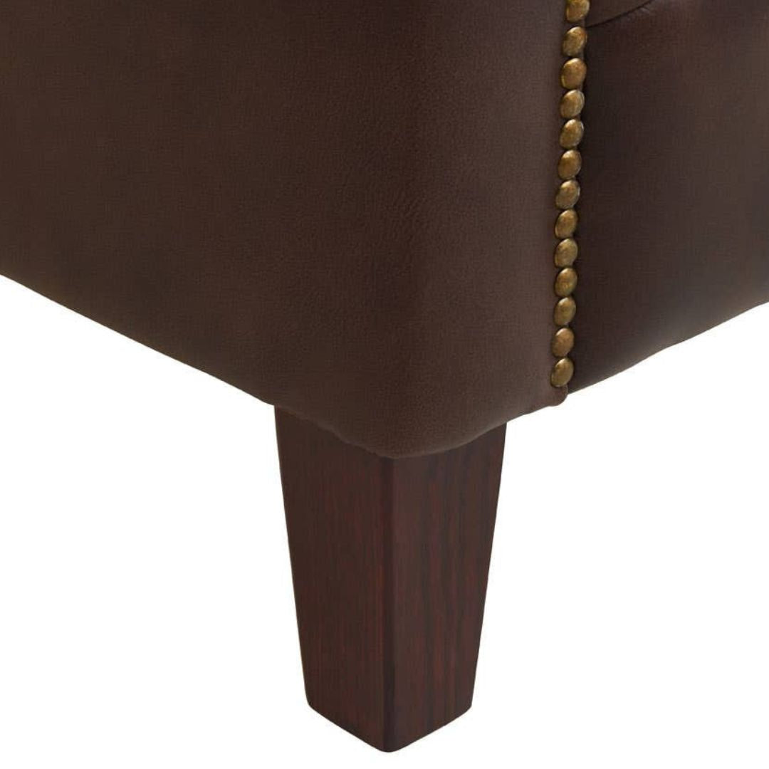 Montclair Mid-Century Dark Brown Genuine Leather 3-Seater Sofa - INSIDE HOUSE