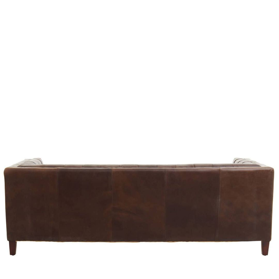 Montclair Mid-Century Dark Brown Genuine Leather 3-Seater Sofa - INSIDE HOUSE