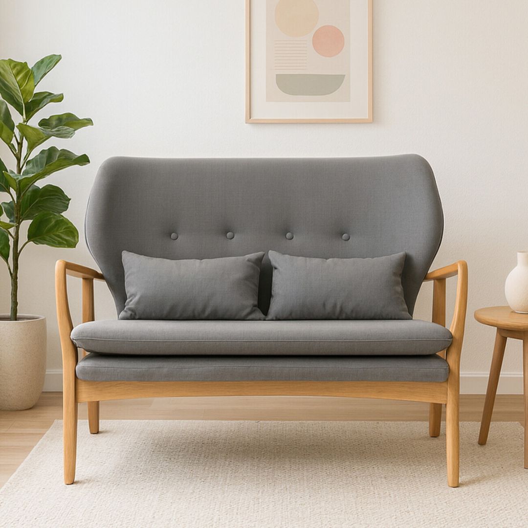 Nordgren Grey Linen 2-Seater Sofa - INSIDE HOUSE