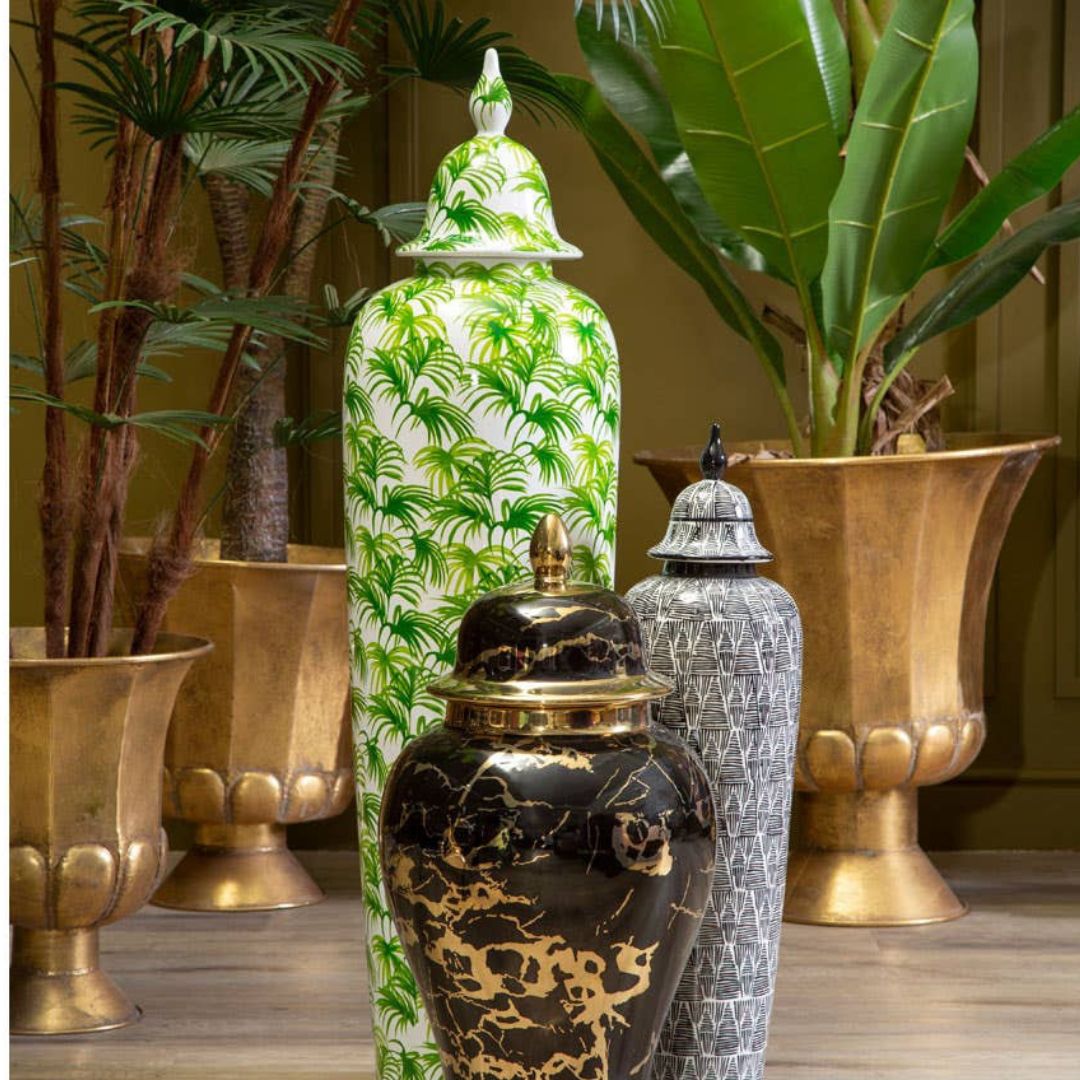 Nysa Botanic Lidded Ceramic Jar - Large