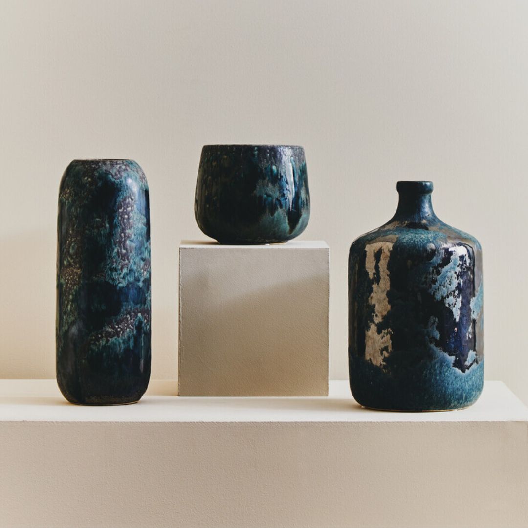 Orvello Abstract Glaze Ceramic Vase - Medium