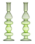 Ice Green large glass Candlestick X 2