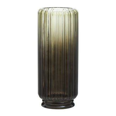Empire Ribbed Large Grey Glass Vase