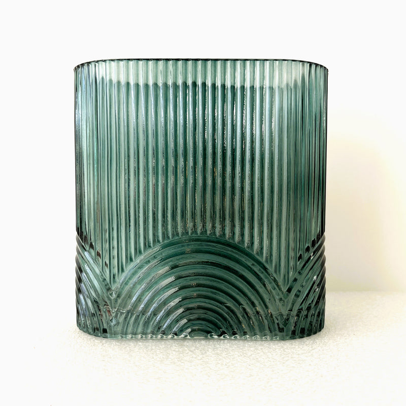 Malachite Small Wide Green Glass Vase