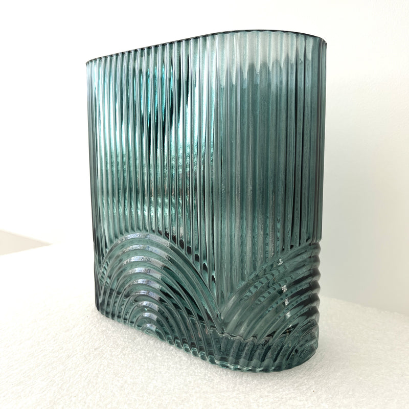 Malachite Large Wide Green Glass Vase