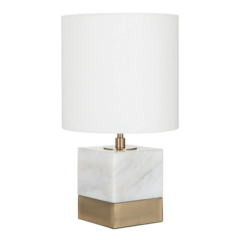 Luxent White Marble Lamp with Cream Shade