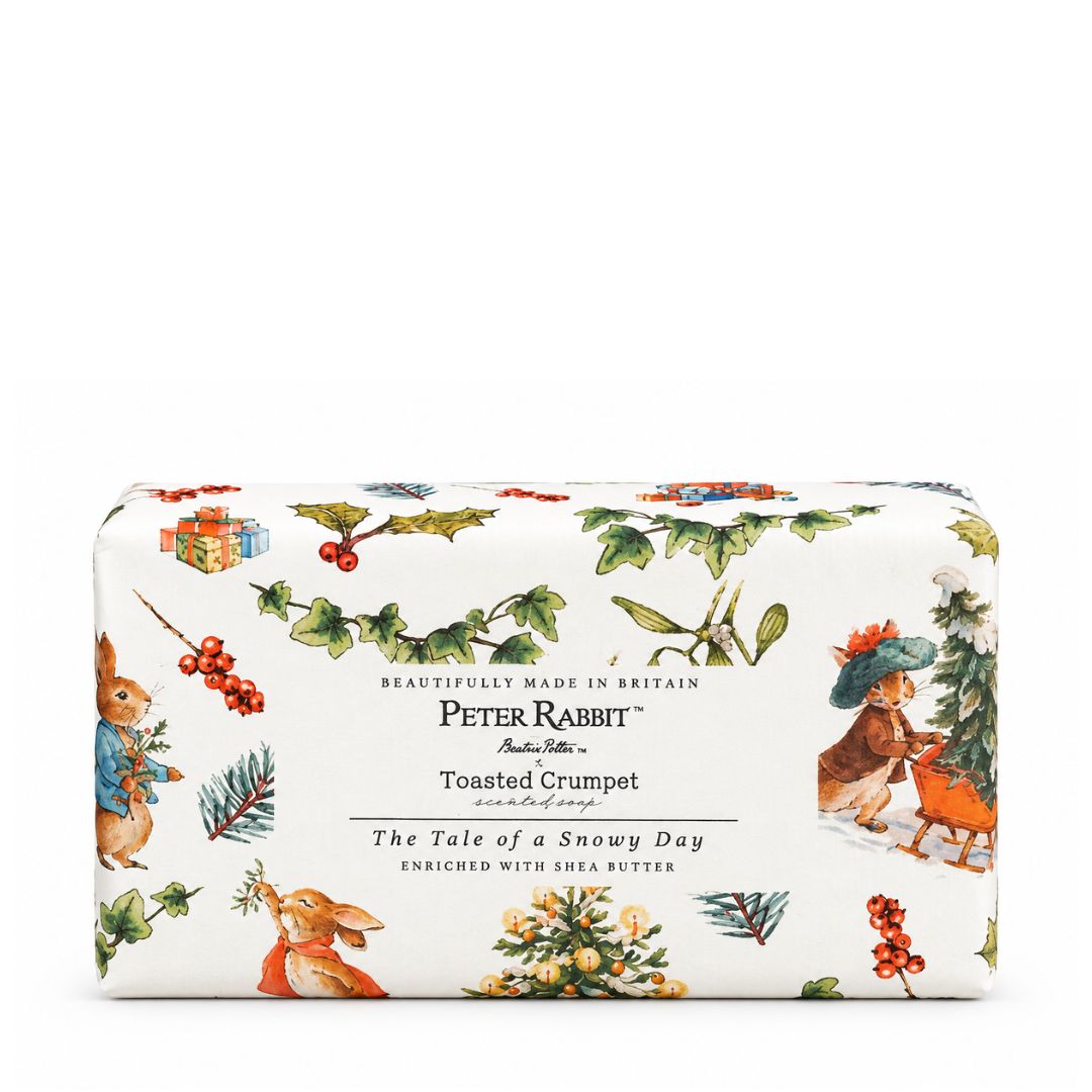 Peter Rabbit &amp; Friends The Tale of a Snowy Day 190g luxury soap bar in illustrated winter packaging