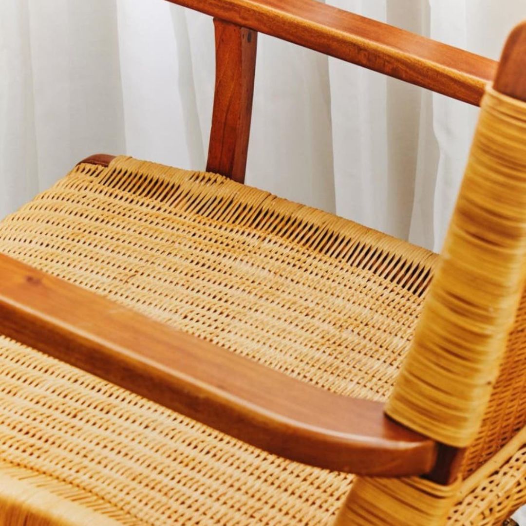 Savana Brown Rattan Woven Lounge Chair – Wooden Frame