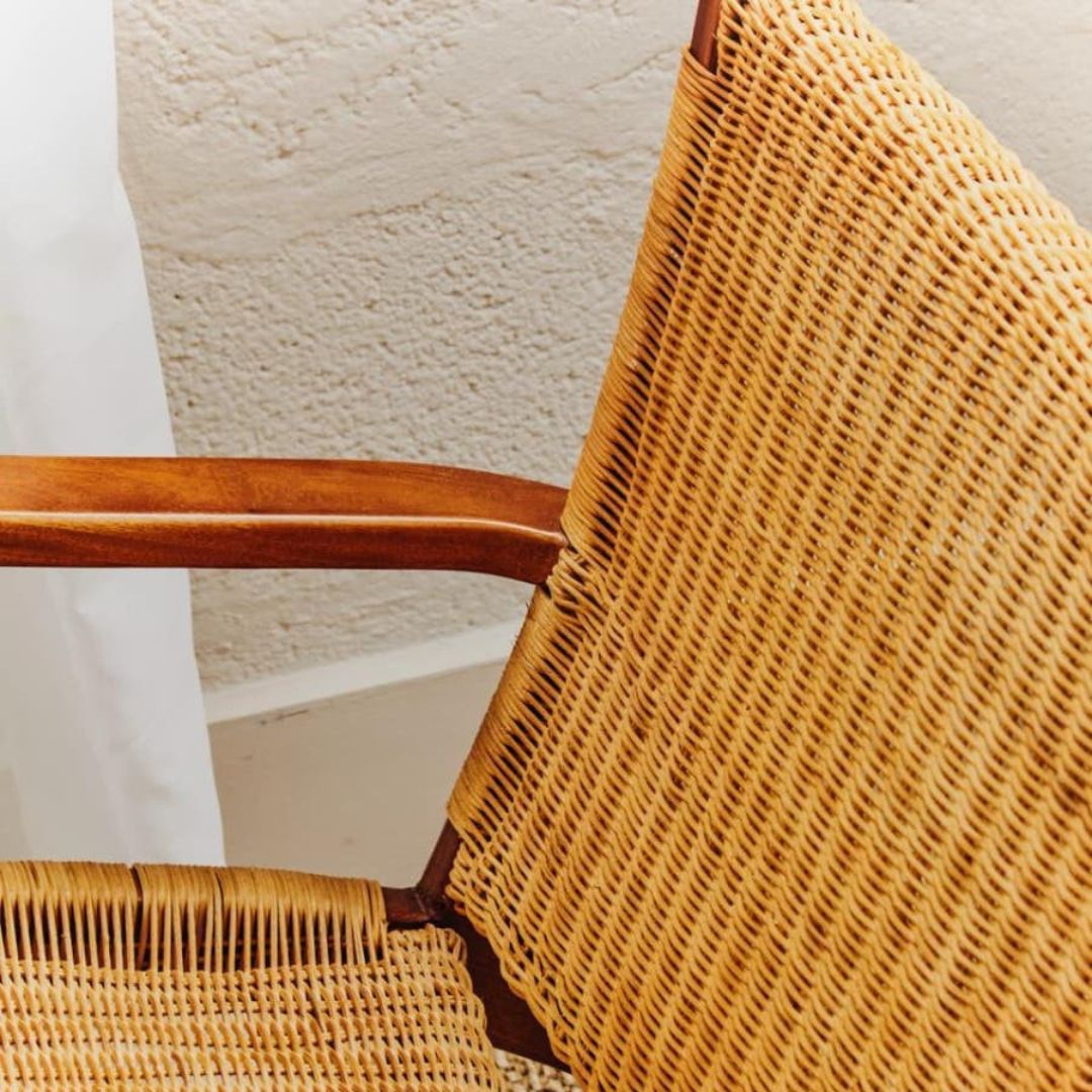 Savana Brown Rattan Woven Lounge Chair – Wooden Frame