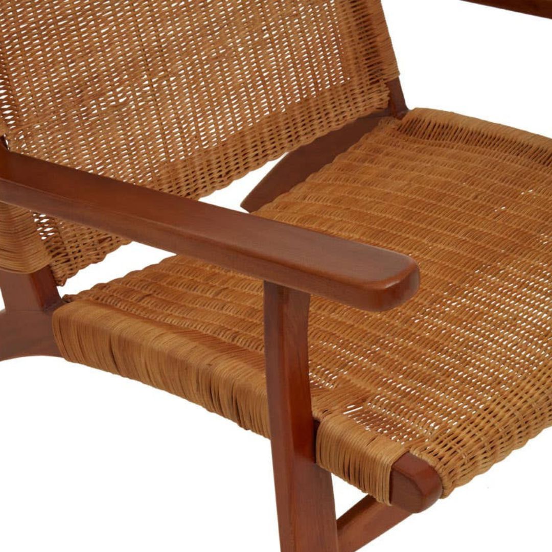 Savana Brown Rattan Woven Lounge Chair – Wooden Frame