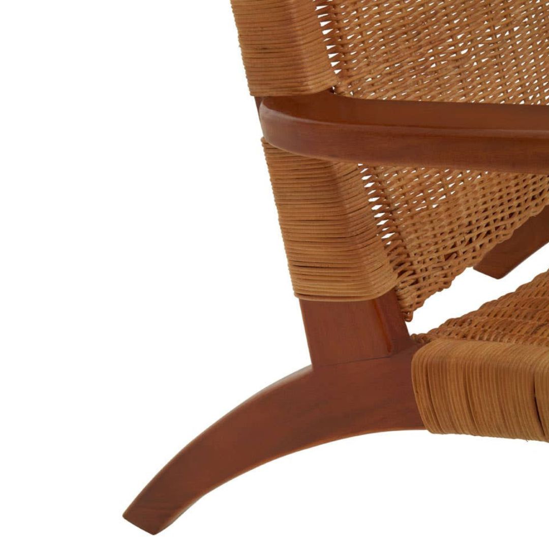Savana Brown Rattan Woven Lounge Chair – Wooden Frame