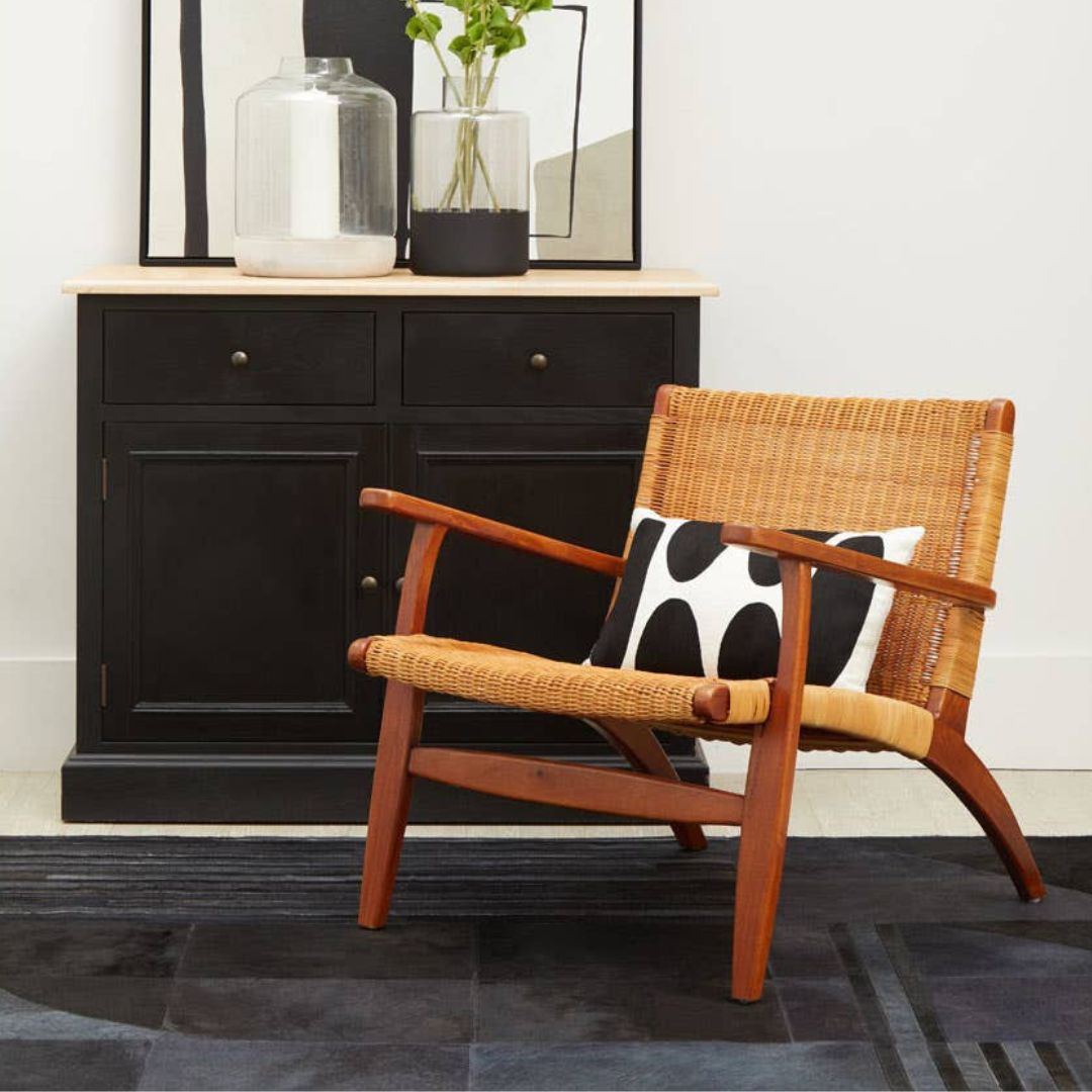 Savana Brown Rattan Woven Lounge Chair – Wooden Frame