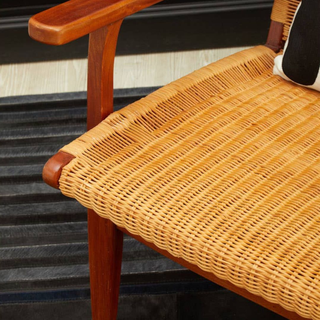 Savana Brown Rattan Woven Lounge Chair – Wooden Frame