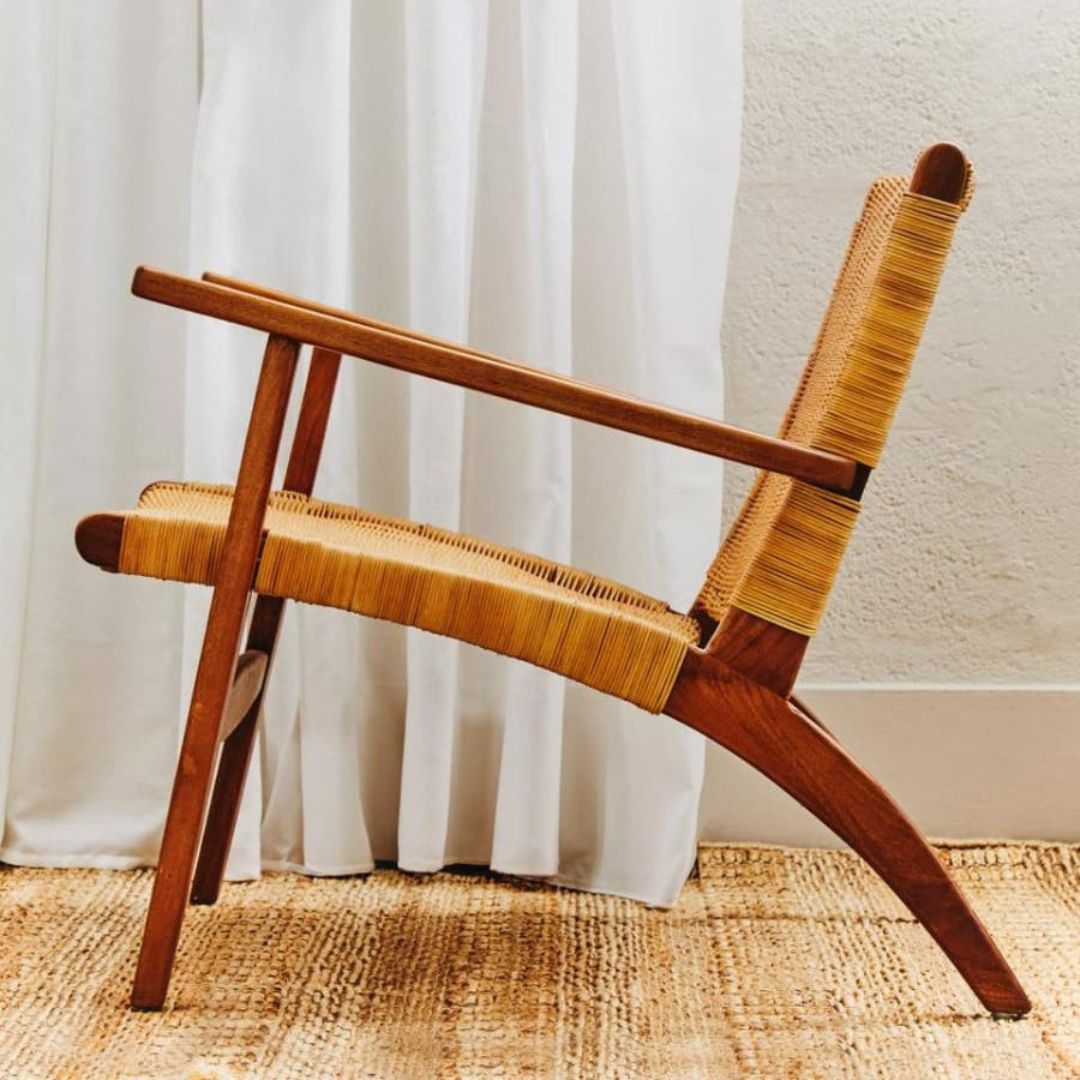 Savana Brown Rattan Woven Lounge Chair – Wooden Frame