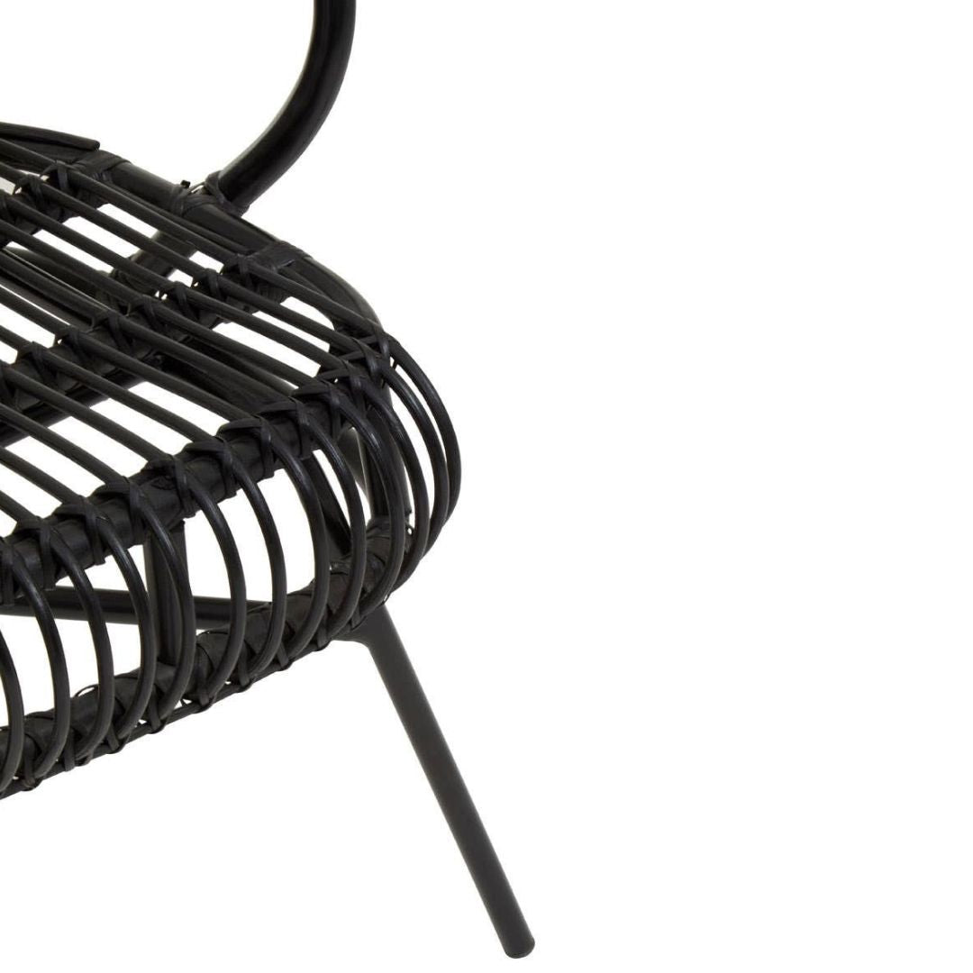 Savana Curved Back Black Rattan Chair – Metal Frame