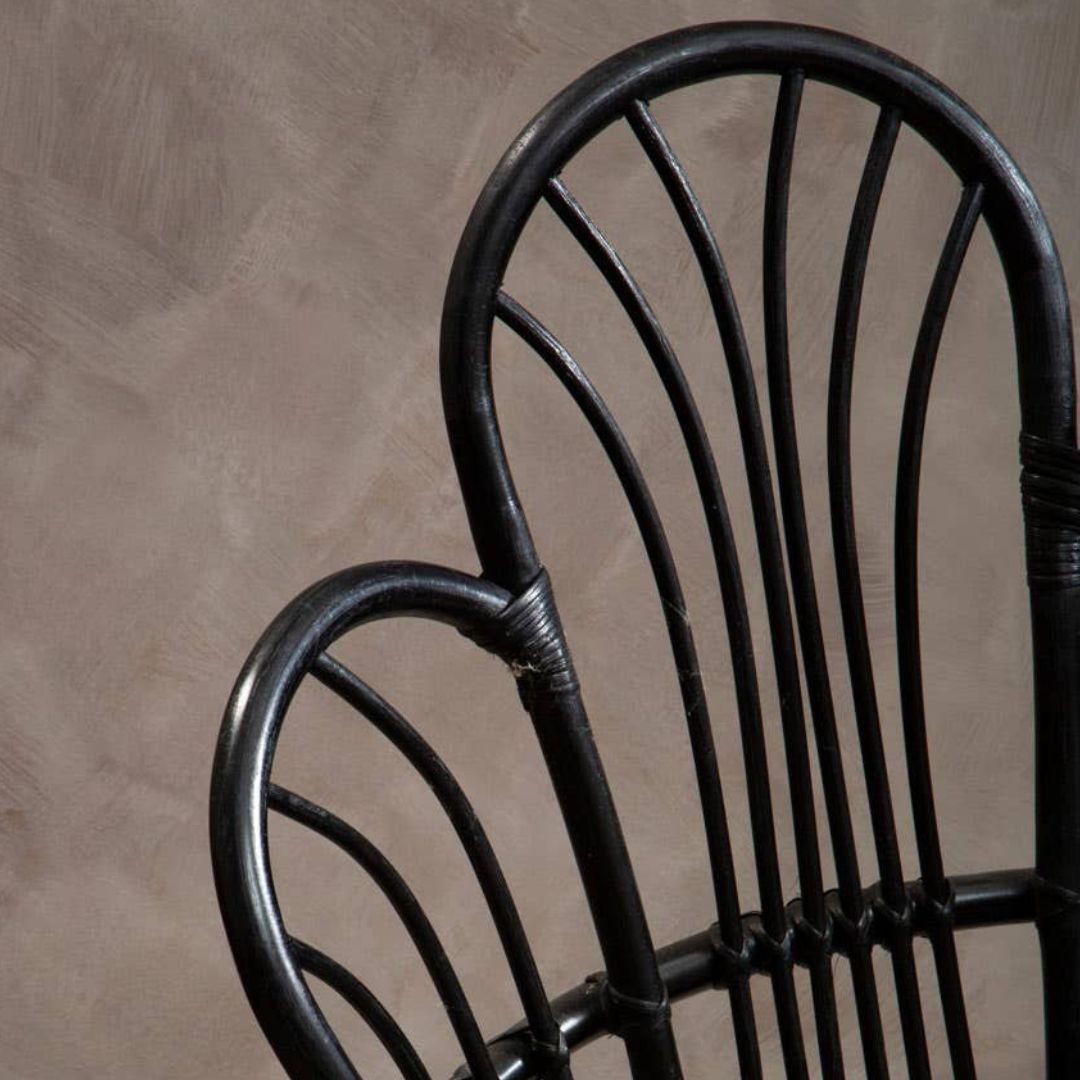 Savana Curved Back Black Rattan Chair – Metal Frame
