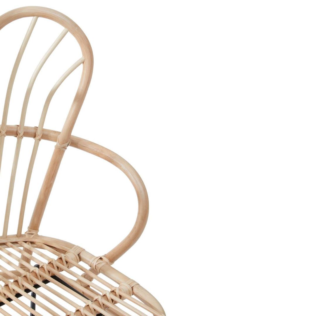 Savana Curved Back Natural Rattan Chair – Metal Frame