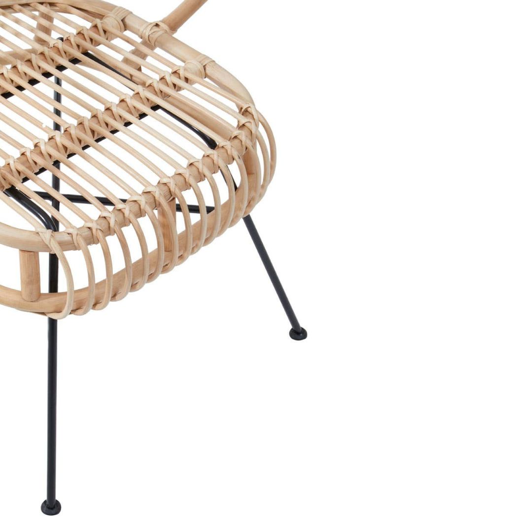 Savana Curved Back Natural Rattan Chair – Metal Frame