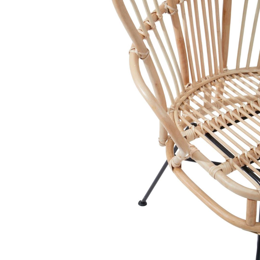 Savana Curved Back Natural Rattan Chair – Metal Frame